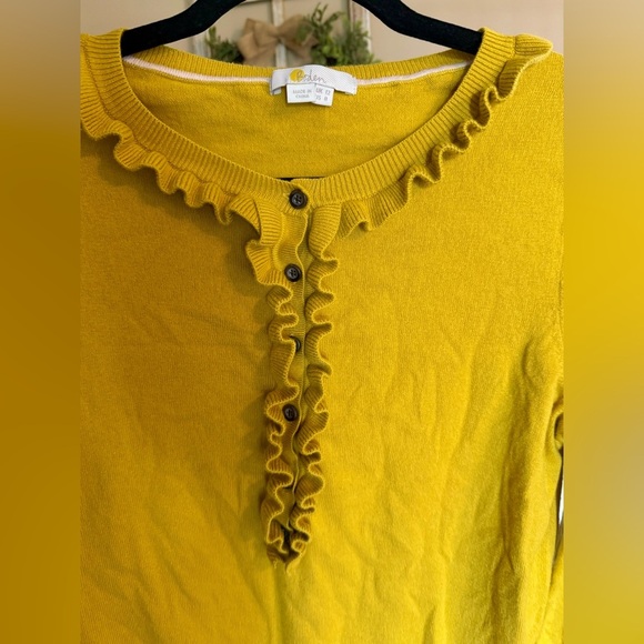 Boden Lara Frill Henley Long Sleeve Wool Blend Sweater in Olive Oil size 8 - Picture 6 of 9